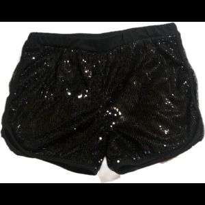 Black sequin short.